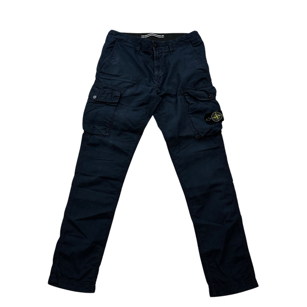 Stone Island 2019 Navy Slim Fit Cargo Ripstop Trousers - 30"