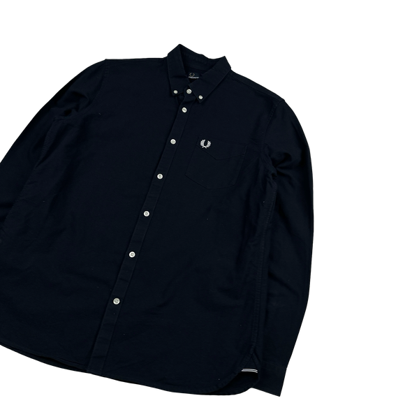 Fred Perry Navy Buttoned Shirt - Large