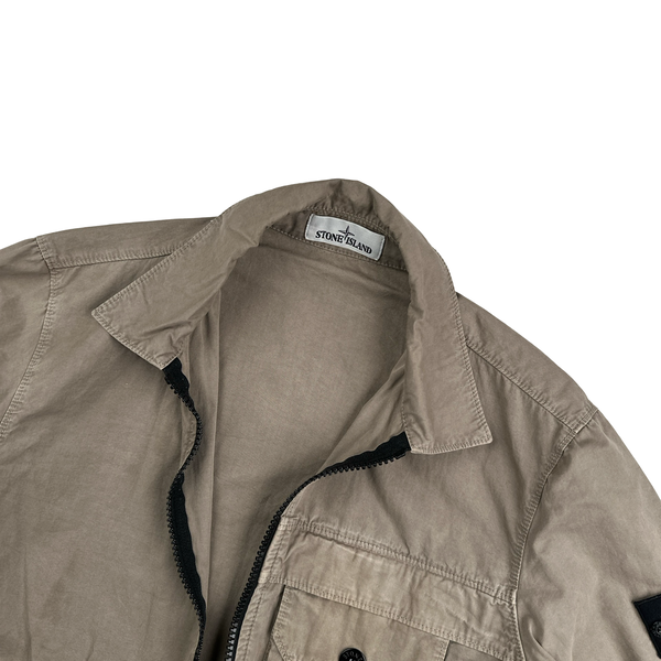 Stone Island 2020 Beige Zipped Chest Pocket Overshirt - Medium
