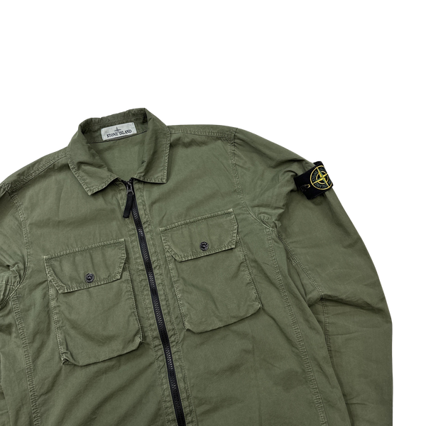 Stone Island 2021 Khaki Green Cotton Overshirt - Small