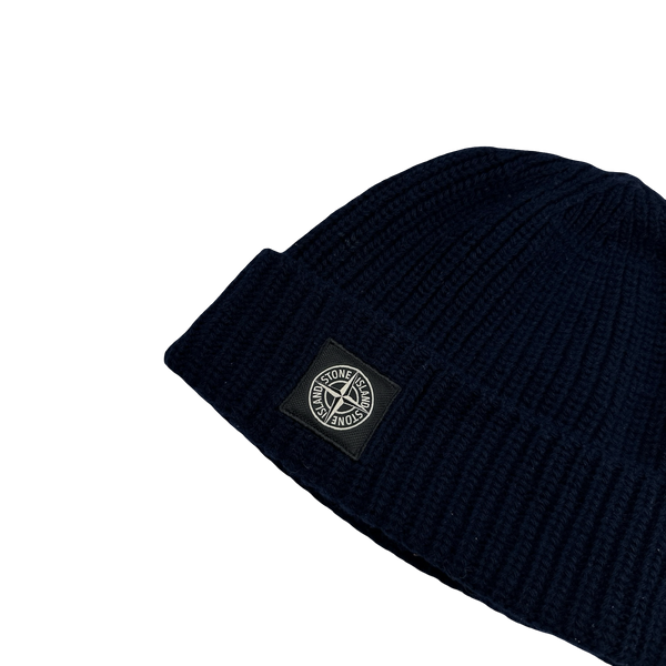 Stone Island 2018 Navy Ribbed Wool Beanie Hat