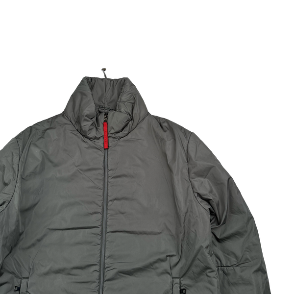 Prada Silver Nylon Padded Long Jacket - Large