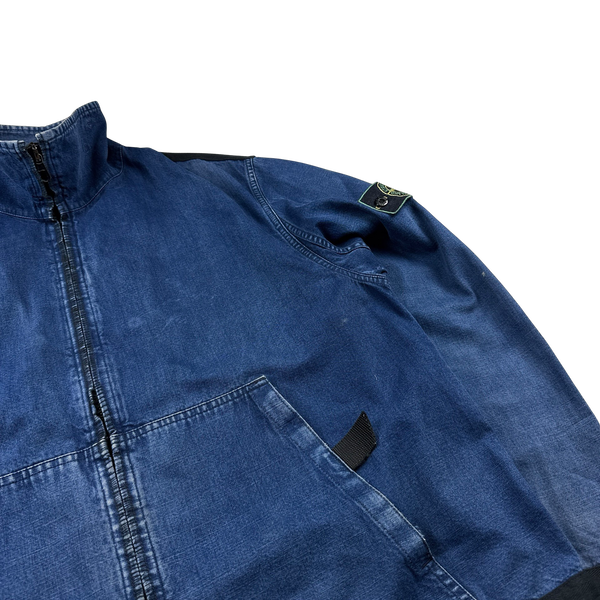 Stone Island Vintage 1997 Blue Denim Zipped Jacket - Medium