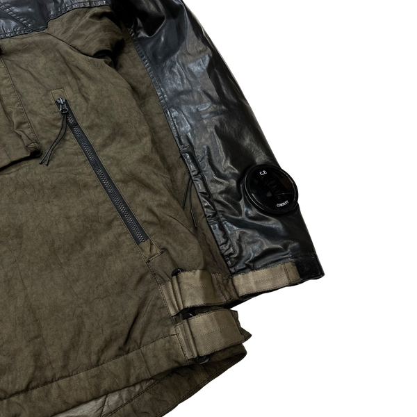 CP Company Brown Quilted Lined Goretex Paneled Goggle Jacket - Medium