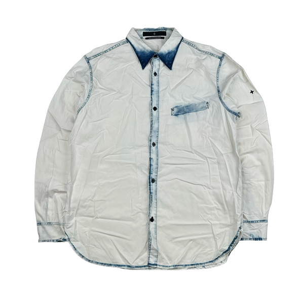 Stone Island Blue Tie Dye White Cotton Buttoned Shirt - XL