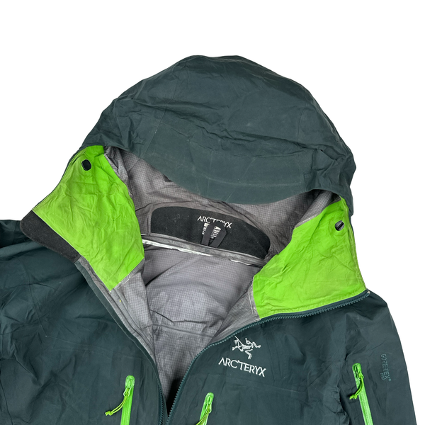 Arcteryx Green Lightweight Gore-tex Pro Zipped Hooded Jacket - Large