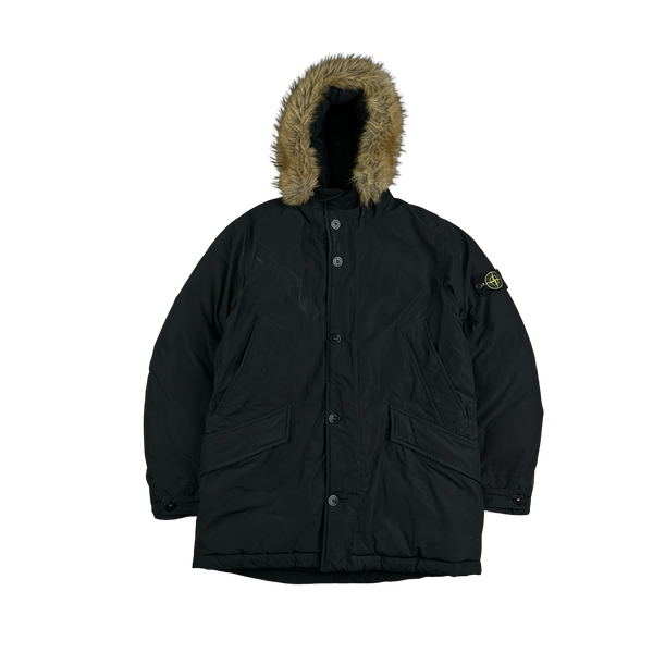 Stone Island 2018 Black Micro Reps Down Filled Parka Jacket - Large