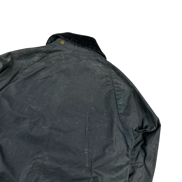 Barbour Bedale Dark Grey Cotton Flannel Lined Wax Field Jacket - Medium