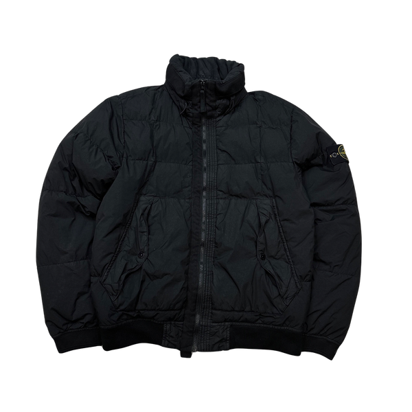Stone Island Black Garment Dyed Crinkle Reps Puffer Jacket Small Mat s Island