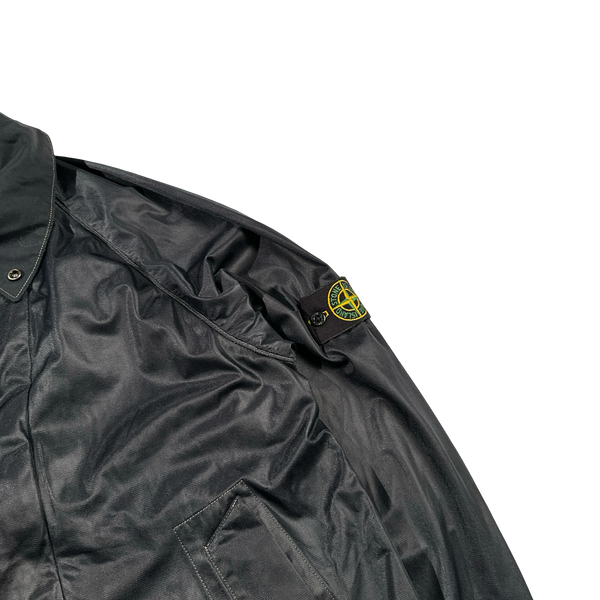 Stone Island 2003 Navy Paul Harvey Era Lightweight Mesh Collared Long Jacket - Medium