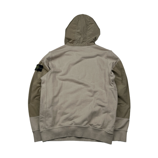 Stone Island 2023 Beige Cotton Nylon Panel Hood Jumper - Small