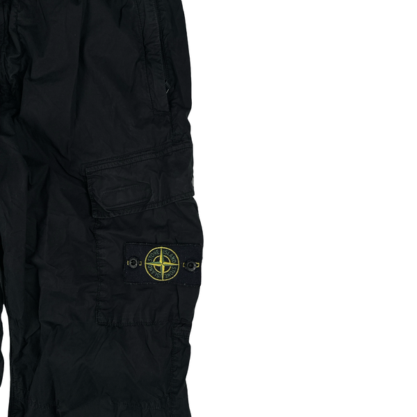 Stone Island 2021 RE-T Black Regular Tapered Cargo Trousers - 32"