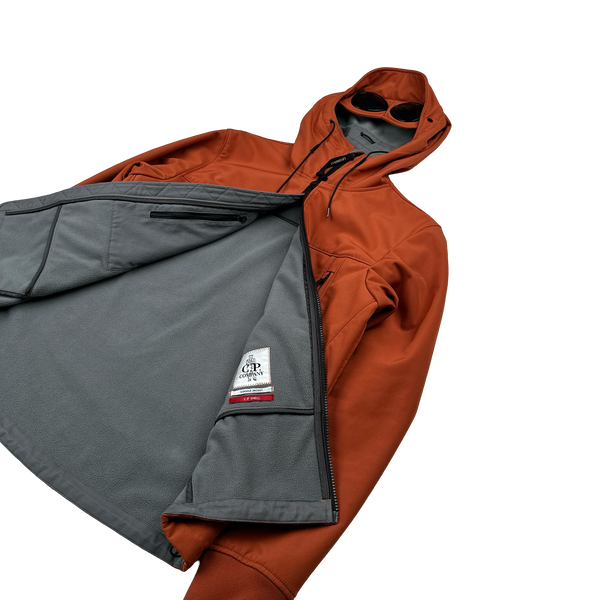CP Company Burnt Orange Fleece Lined Goggle Soft Shell Jacket - Large