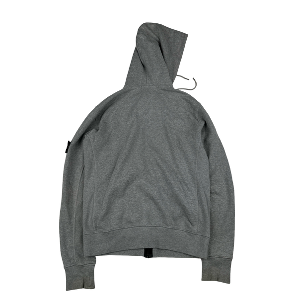 Stone Island Grey Cotton Zipped Hoodie - Medium