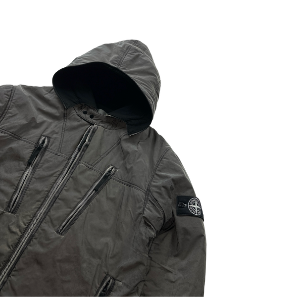 Stone Island Liquid Reflective Silver Fleece Lined Jacket - XL