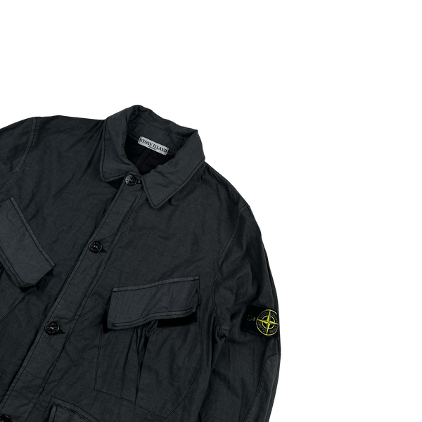 Stone Island 2007 Charcoal Raso Gommato Cotton Jacket - Large