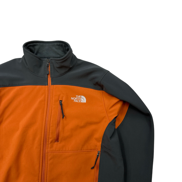 North Face Orange/Grey Soft Shell Fleece Lined Zipped Jumper - Small
