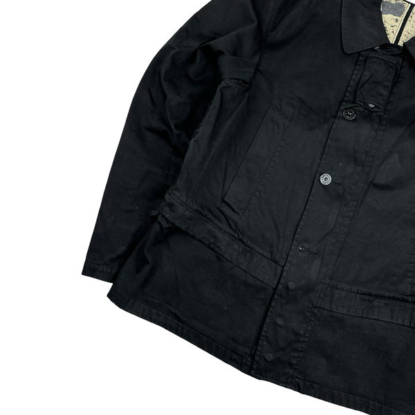 Stone Island 2002 Black Raso Gommato Collared Jacket - Large