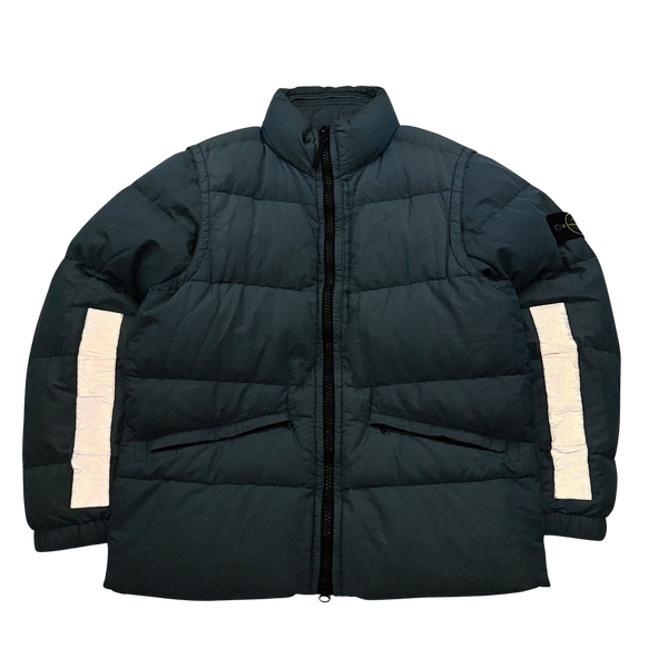 Stone Island 2018 Blue 2 In 1 Cotton Metal Watro Reflective Puffer Jacket - Large