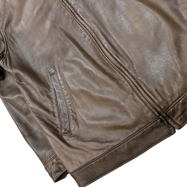 Ralph Lauren Brown Heavyweight Leather Jacket - Medium