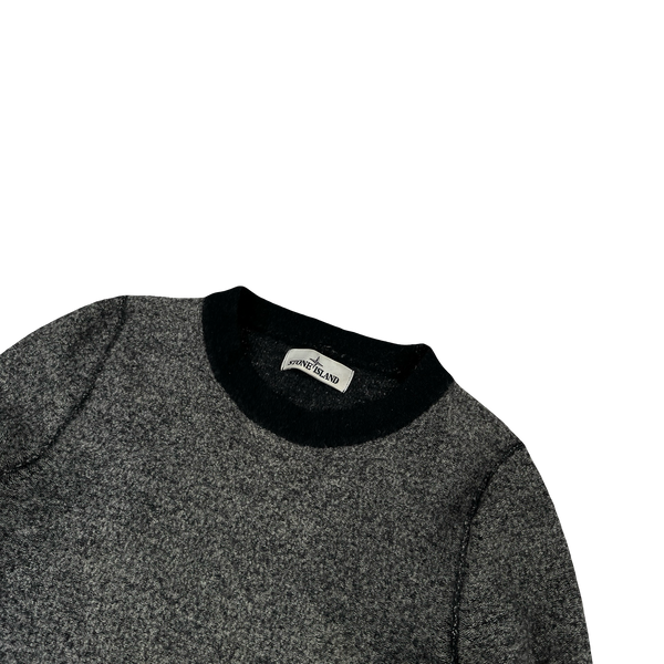 Stone Island 2017 Grey Block Pattern Wool Crewneck Jumper - Small