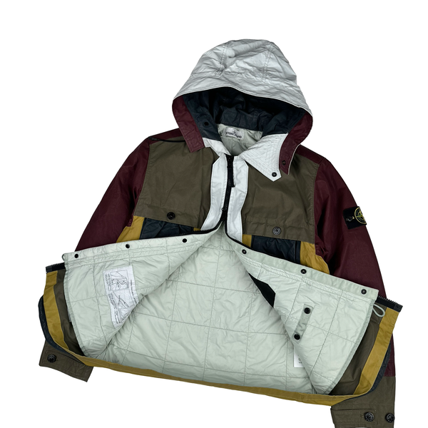 Stone Island 2019 Tela Placcata Resin Coated Bicolore Hooded Jacket - Medium