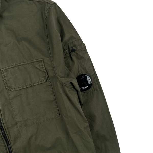 CP Company Khaki Green Cotton Zipped Overshirt - XS
