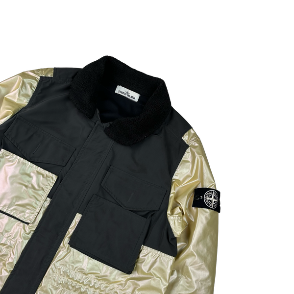 Stone Island 2018 Yellow Iridescent Coating Tela Reflex Mat 3 in 1 Iridescent Reflex Parka Jacket - Small