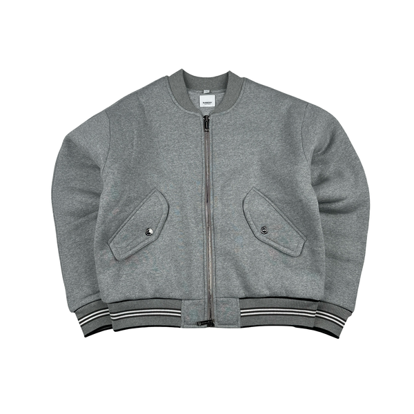 Burberry Thick Heavyweight Grey Spellout Zipped Jumper - Medium