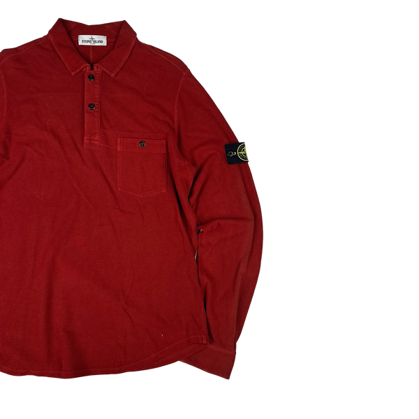 Stone Island 2013 Red Longsleeve Polo Shirt - Large
