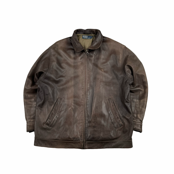 Ralph Lauren Brown Heavyweight Leather Jacket - Large