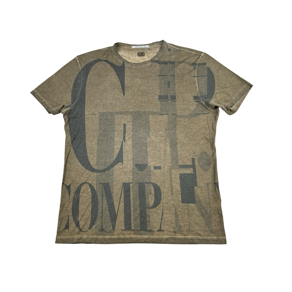 CP Company Mako Cotton Khaki Graphic T Shirt - XL