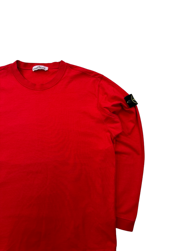 Stone Island Red Crewneck Cotton Jumper - Large