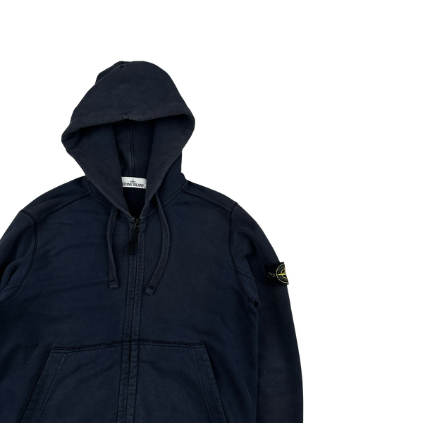 Stone Island 2018 Navy Cotton Zipped Hoodie - Medium