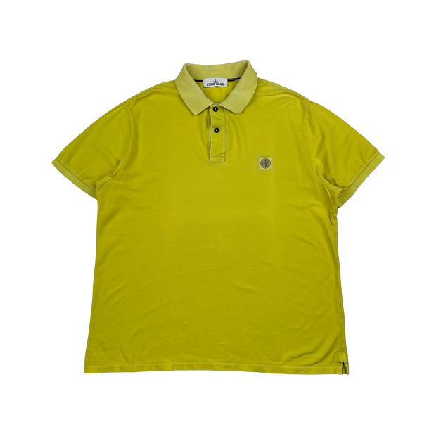 Stone Island Yellow Slim Fit Garment Dyed Polo Shirt - 3XL