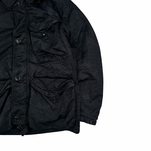 CP Company Black M Bossed Quilted Goggle Jacket - Medium