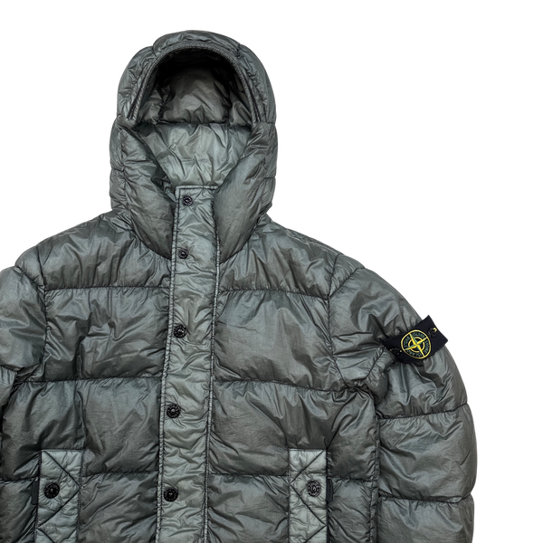 Stone Island Gun Metal Grey Garment Dyed Puffer Jacket - Large