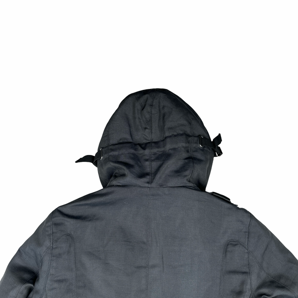 Ma Strum Dark Grey Quilted Multipocket Buttoned Jacket - Medium