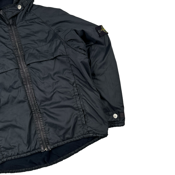 Stone Island 2000 Black Vintage Fleece Lined Nylon Jacket - Medium