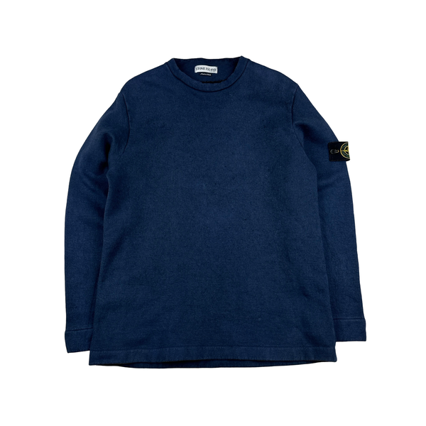Stone Island AW2000 Wool Blend Blue Crewneck Jumper - XL