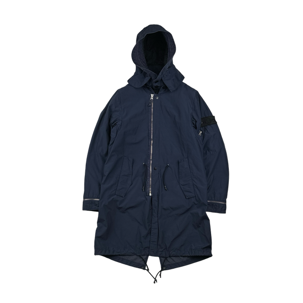 Stone Island 2013 Shadow Project Navy Quilted Fishtail Long Parka Jacket - Medium