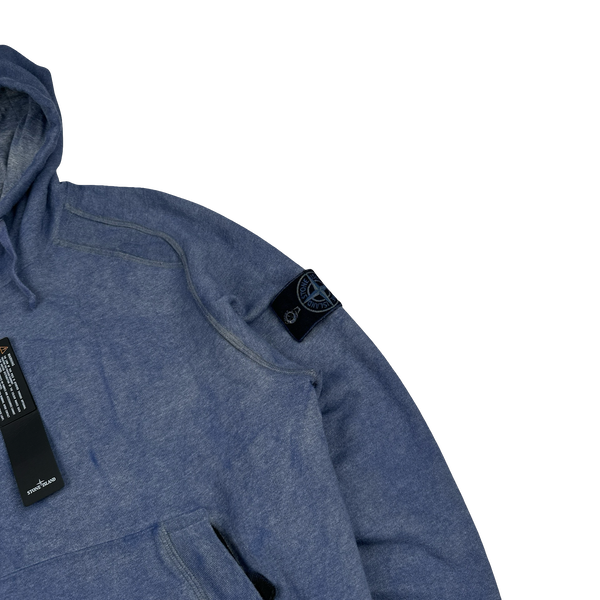 Stone Island 2021 Blue Dust Treatment Pullover Hoodie - Small