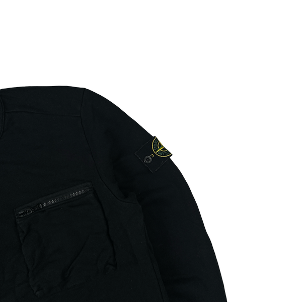 Stone Island 2017 Black Cotton Crewneck Sweatshirt - Small
