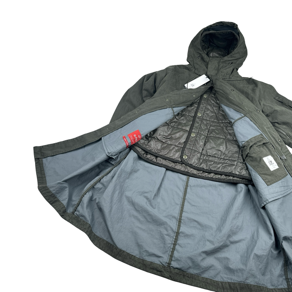 CP Company 50 Fili Khaki Double Lined Long Fish Tail Jacket - Medium