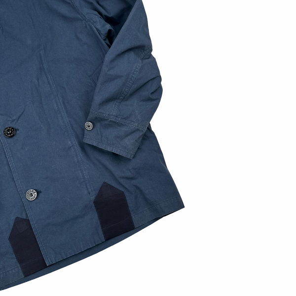 Stone Island 2020 Blue Hooded Cotton Cordura Jacket - Small