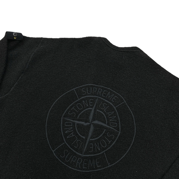 Stone Island x Supreme 2023 NEW Black Soft Boucle Back Patch Cardigan - Large