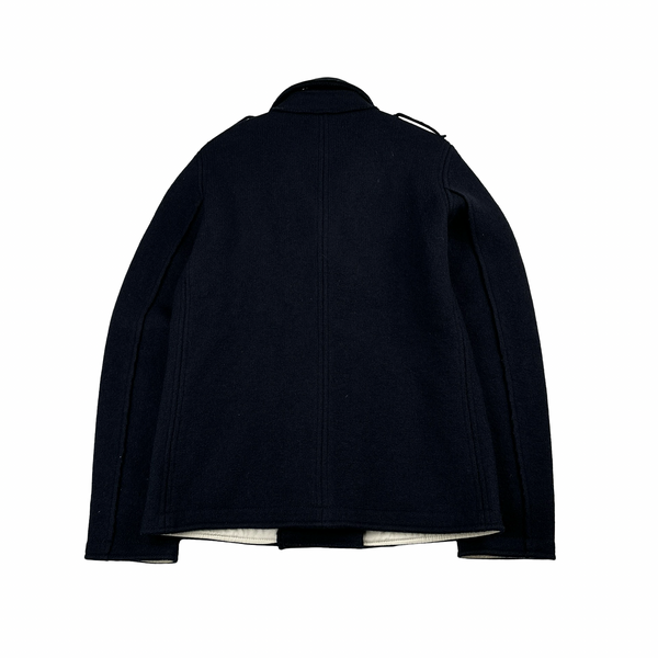 Stone Island 2010 Navy Double Breasted Thick Wool Pea Coat - Small