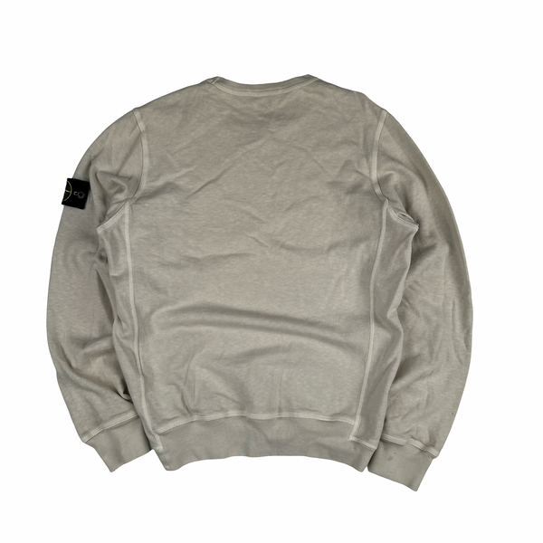 Stone Island 2018 Cream White Cotton Crewneck Sweatshirt - Medium