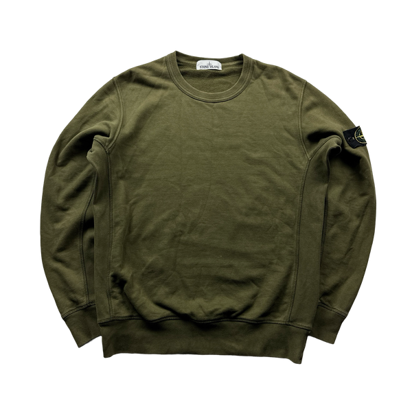 Stone Island Khaki Cotton Crewneck Sweatshirt - Large