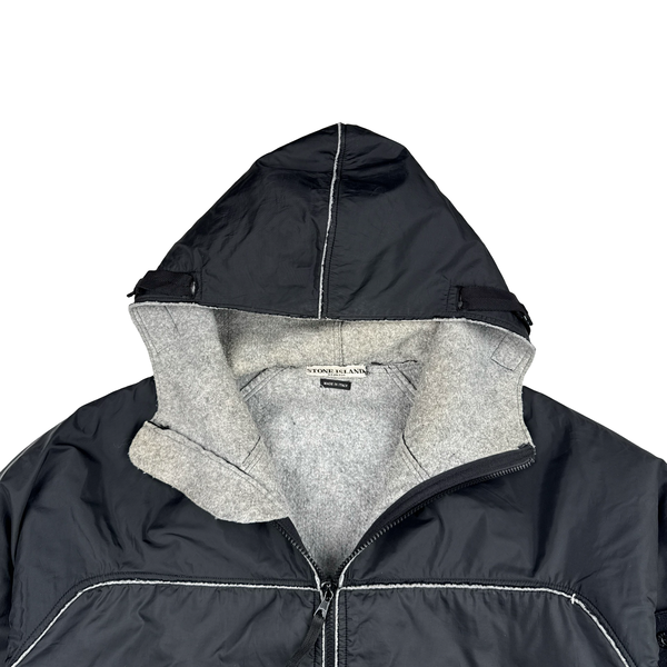 Stone Island 2003 Black Wool Lined Nylon Shell Jacket - Large